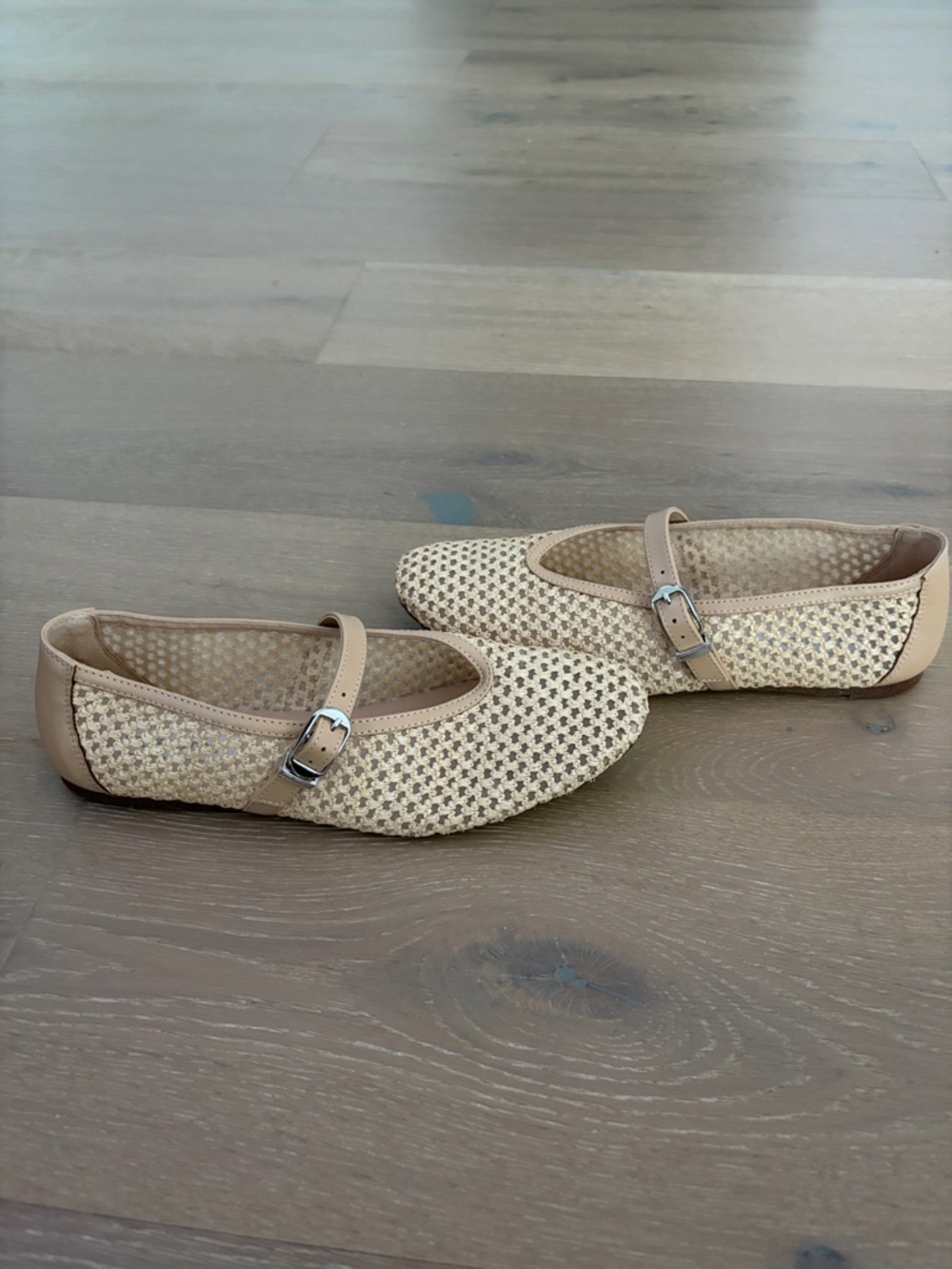Steve Madden Cream Woven Mary Jane Flats with Buckle Strap - Picture 3 of 4